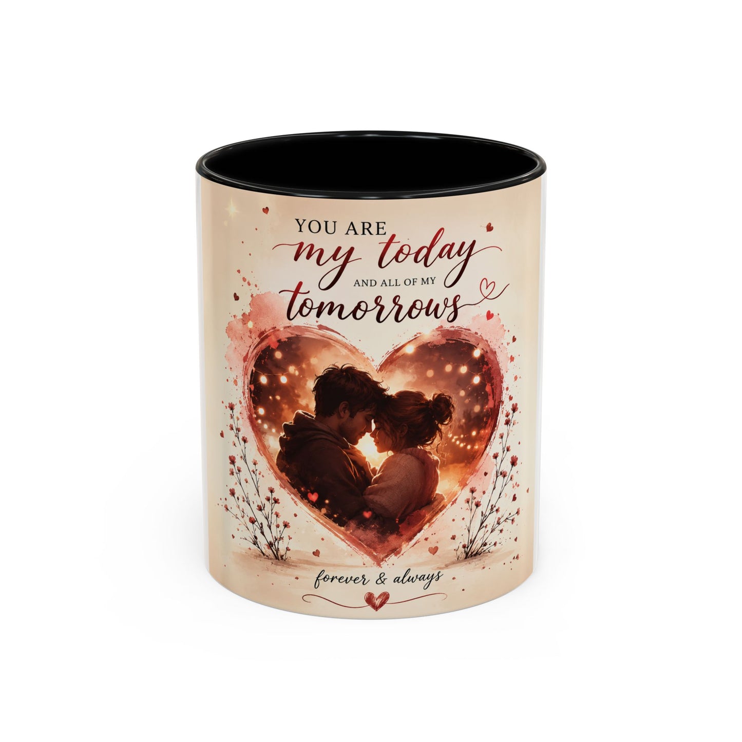 Romantic Heart Photo Accent Coffee Mug – “You are my today and all of my tomorrows”