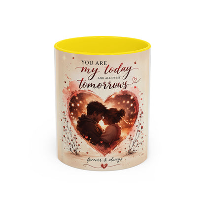 Romantic Heart Photo Accent Coffee Mug – “You are my today and all of my tomorrows”