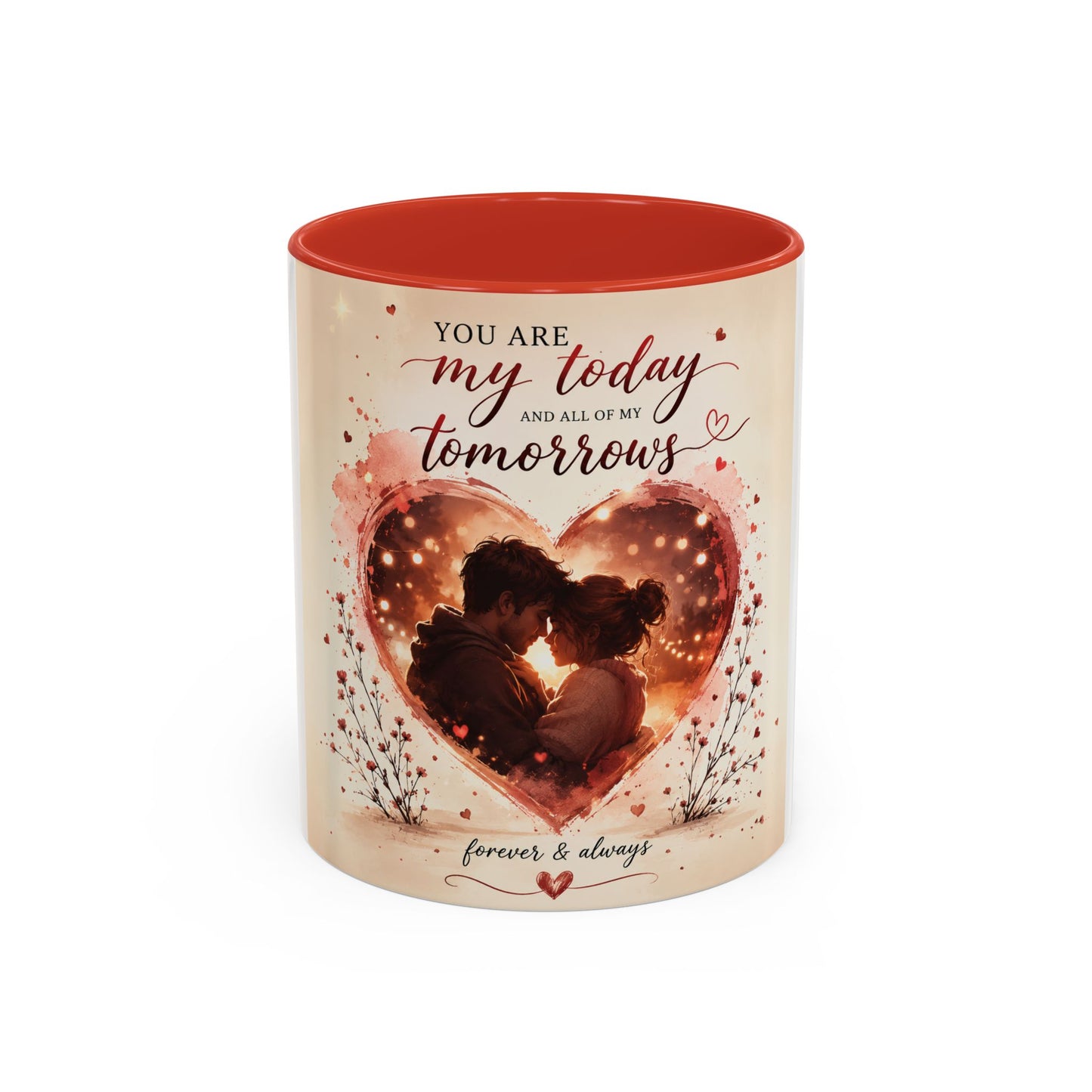 Romantic Heart Photo Accent Coffee Mug – “You are my today and all of my tomorrows”
