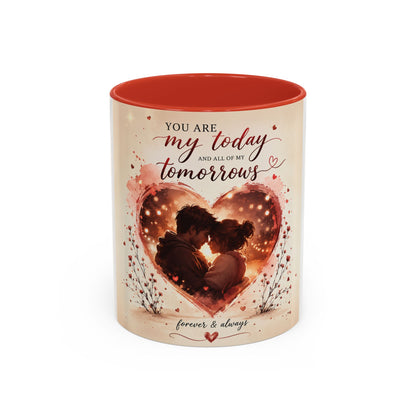 Romantic Heart Photo Accent Coffee Mug – “You are my today and all of my tomorrows”