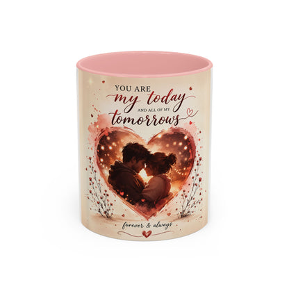 Romantic Heart Photo Accent Coffee Mug – “You are my today and all of my tomorrows”