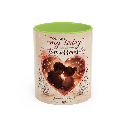 Romantic Heart Photo Accent Coffee Mug – “You are my today and all of my tomorrows”