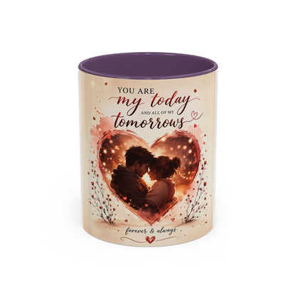 Romantic Heart Photo Accent Coffee Mug – “You are my today and all of my tomorrows”