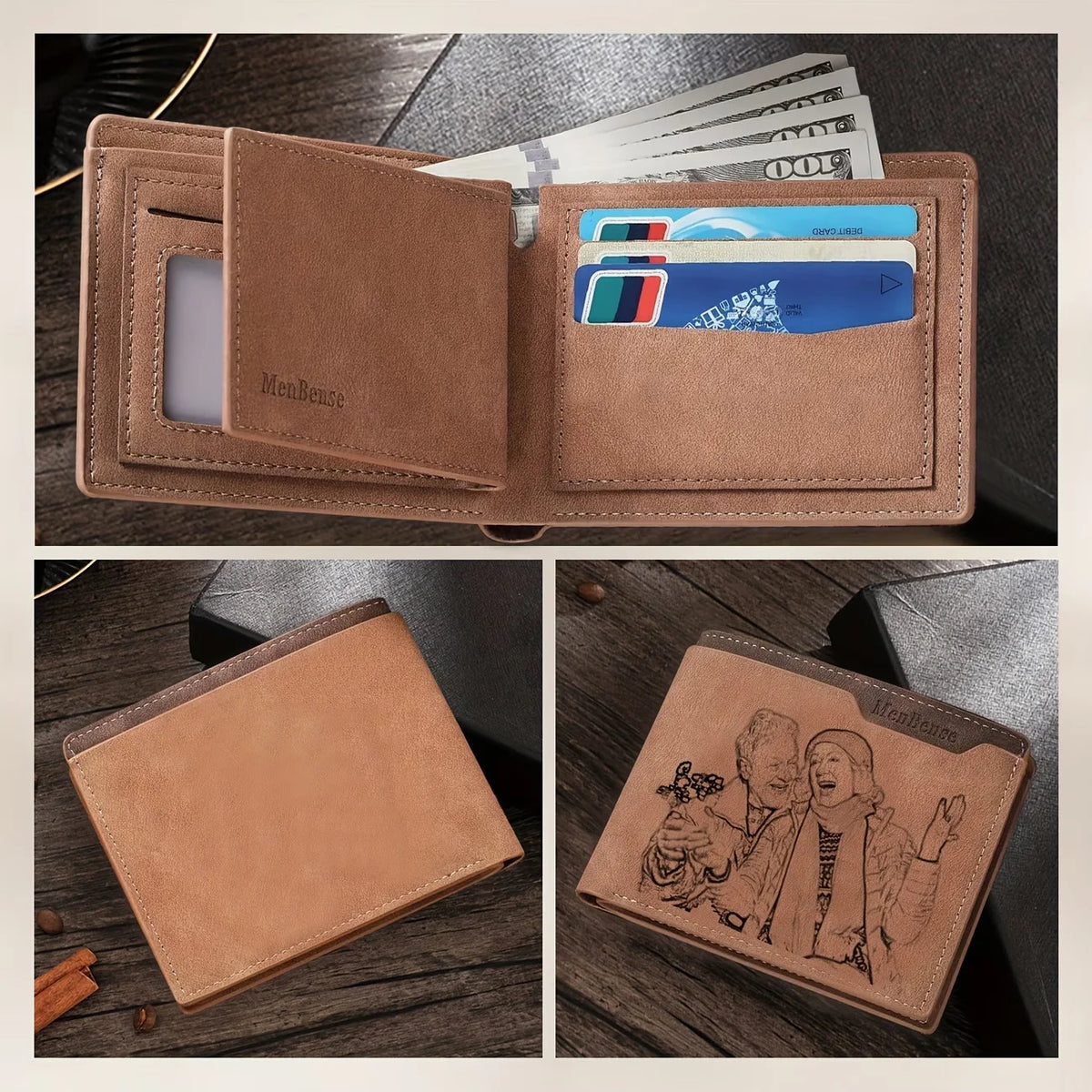 Personalised engraved photo wallet for men – gift for loved ones