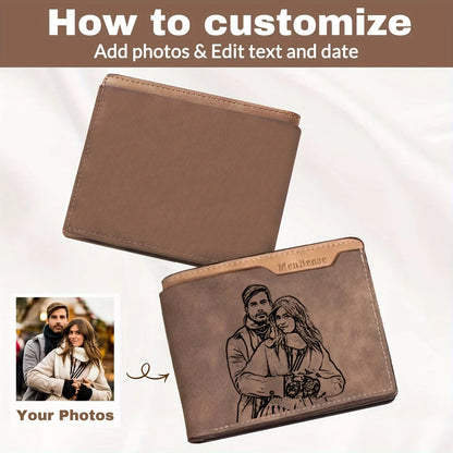 Personalised engraved photo wallet for men | Memory Gifts Australia
