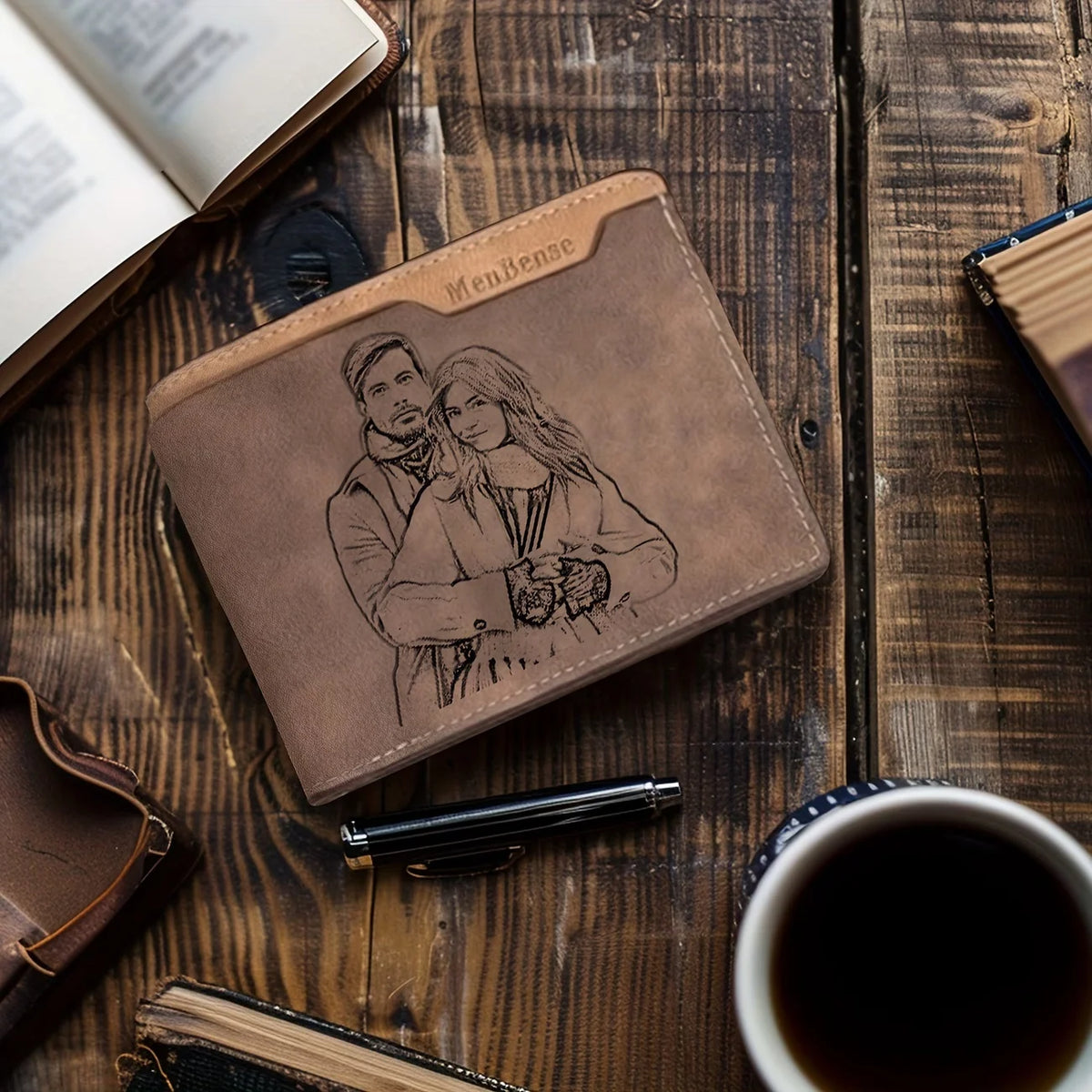 Personalised engraved photo wallet for men