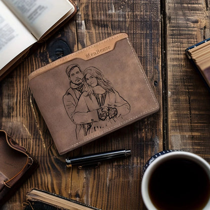 Personalised engraved photo wallet for men