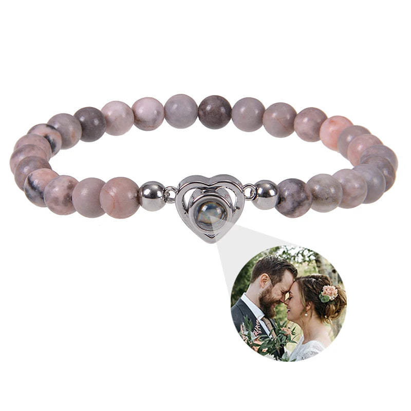 Personalised photo projection bracelet with picture inside the charm – custom photo gift