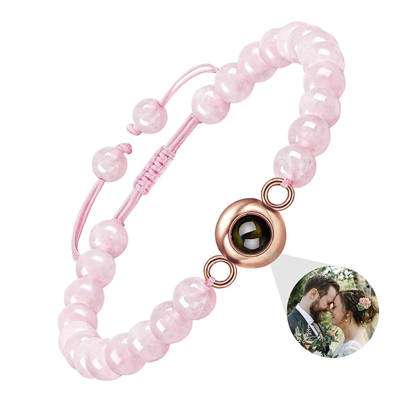 Personalised photo projection bracelet with picture inside the charm | Memory Gifts Australia