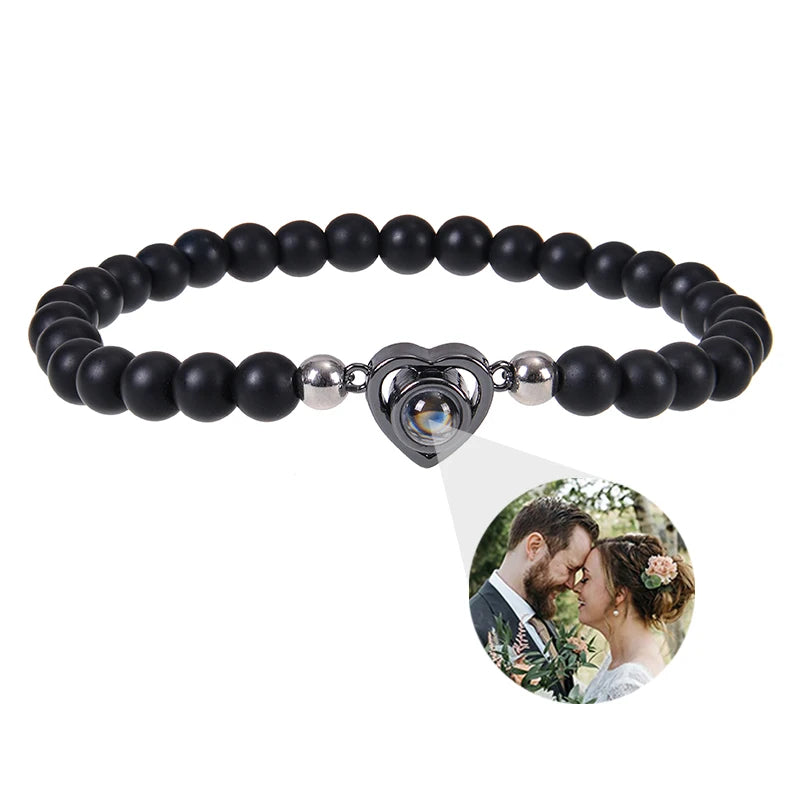 Personalised photo projection bracelet with picture inside the charm – product photo