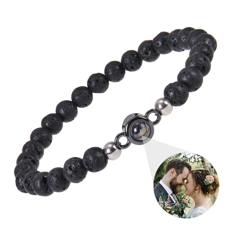 Personalised photo projection bracelet with picture inside the charm – gift for loved ones