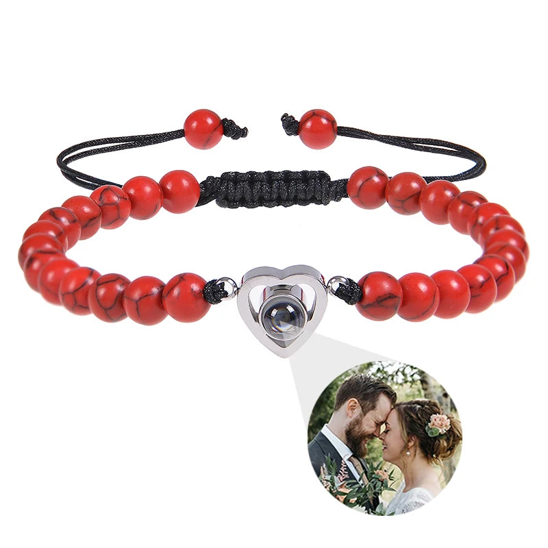 Personalised photo projection bracelet with picture inside the charm – gift for loved ones