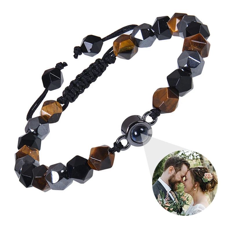 Personalised photo projection bracelet with picture inside the charm – personalised gift idea