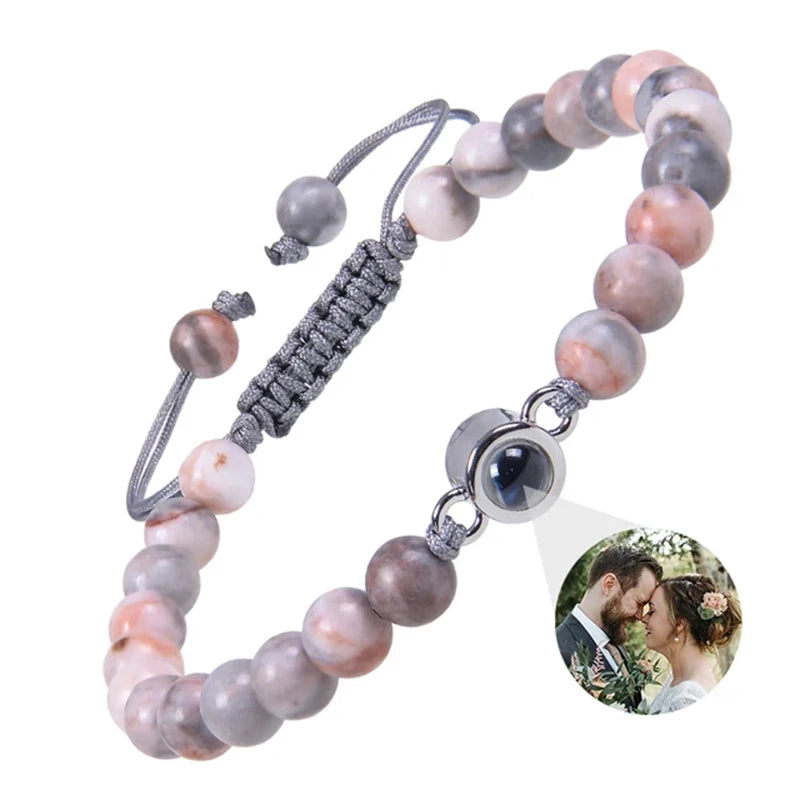 Personalised photo projection bracelet with picture inside the charm – product photo