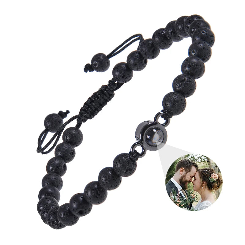 Personalised photo projection bracelet with picture inside the charm | Memory Gifts Australia